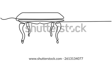 Vector illustration of A simple sticker of a wooden table, perfect for projects related to home, furniture, or interior design, Continuous single line table desk interior furniture. One line drawing.