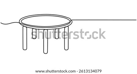 Vector illustration of A simple sticker of a wooden table, perfect for projects related to home, furniture, or interior design, Continuous single line table desk interior furniture. One line drawing.