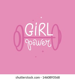 Vector illustration in simple style with hand-lettering phrase girl power - stylish print for poster or t-shirt - feminism quote and woman motivational slogan