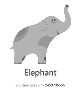 Vector illustration in a simple style with an image of an elephant in gray color, illustration for advertising, logo, banner, book, children's presentation