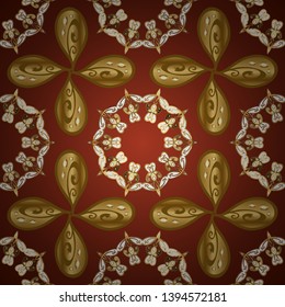 Vector illustration. In simple style. Seamless pattern for web, textile and wallpapers. Vintage brown and red geometric ornament.