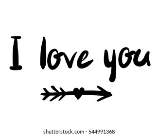 Vector illustration of a simple text 'I love you'