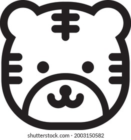 Vector illustration of simple tiger icon (with line)