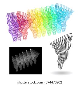 Vector Illustration  of simple tornado symbol. Halftone effect.