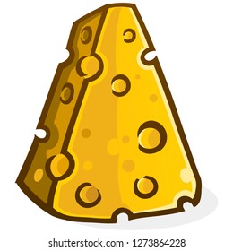 A vector illustration of a simple triangle block of delicious yellow cheese