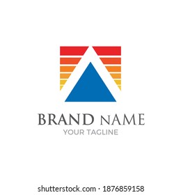 vector illustration of a simple triangle in square shape. multipurpose logo  