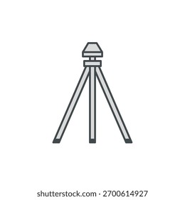Ilustración vectorial de un simple soporte de trípode, que simboliza el equipo de Fotografía, la herramienta de topografía, la estabilidad y la medida profesional.