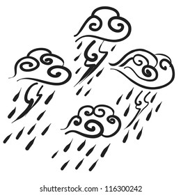 Vector illustration of simple weather icons chinese style set