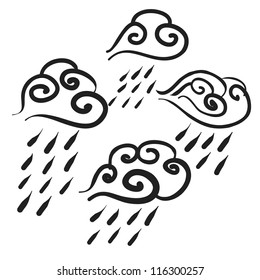 Vector illustration of simple weather icons chinese style set