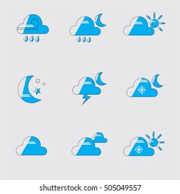 Vector illustration of simple weather icons set