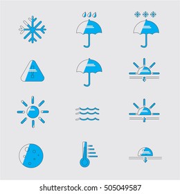 Vector illustration of simple weather icons set