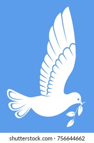 Vector illustration of simple white pigeon dove bird