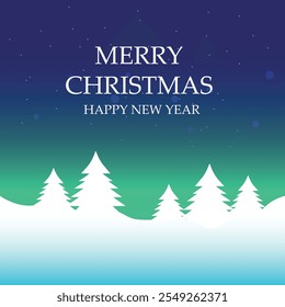 Vector illustration of simple winter background. Merry Christmas and Happy New Year. Christmas tree. Holiday greeting card. Vector illustration