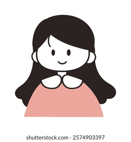 Vector illustration of a simple woman with long hair