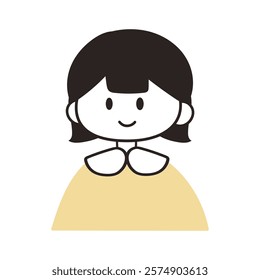 Vector illustration of a simple woman with short hair