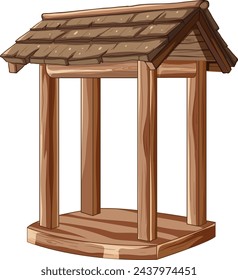 Vector illustration of a simple wooden gazebo.