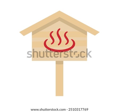 Vector illustration of a simple wooden sign to guide you to hot springs.