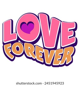 vector illustration of a simple word mark which says love forever with a heart icon