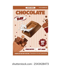 Vector illustration of simple world chocolate day poster design