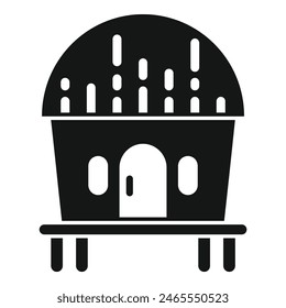 Vector illustration of a simplified igloo icon in solid black, suitable for various design uses