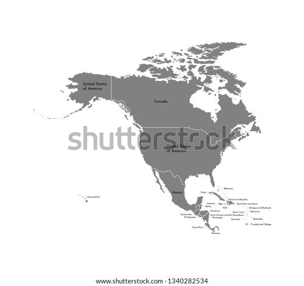 Vector Illustration Simplified Map North American Stock Vector (Royalty ...