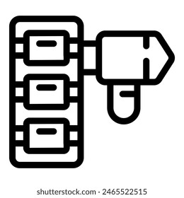 Vector illustration of a simplistic black and white traffic light icon, perfect for web and digital design, representing traffic control, regulation, and safety at intersections and crosswalks