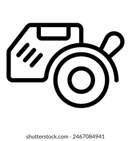 Vector illustration of a simplistic line art icon featuring a camera and an sd memory card