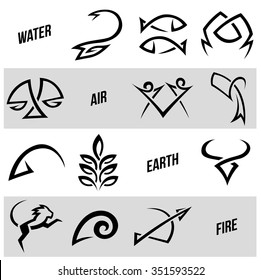 Vector Illustration of Simplistic Zodiac Star Signs