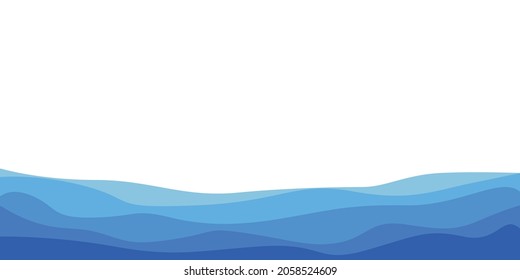 Vector illustration simulating waves in the blue sea, abstract shapes.