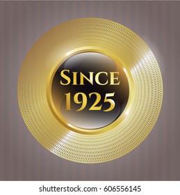 Vector Illustration of Since 1925 gold shiny emblem

