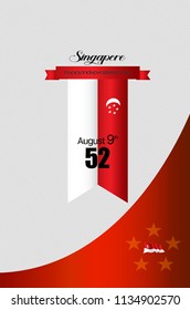 Vector Illustration Singapore flag and happy independence day.