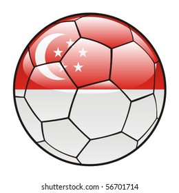 vector illustration of Singapore flag on soccer ball
