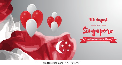 vector illustration for Singapore independence day,background concept for national day, flyer greeting offer banner , vector illustration 