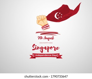 Vektorgrafik für Unabhängigkeitstag Singapurs, Hintergrundkonzept für Nationalfeiertag, Fliegergrüßbanner , Vektorgrafik 