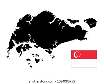 Vector Illustration Singapore Map Flag Stock Vector (Royalty Free ...