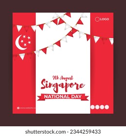 Vector illustration of Singapore National Day social media story feed mockup template