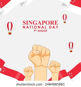 Vector illustration of Singapore National Day social media feed template