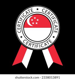 Vector illustration of Singapore ribbon certificate on black background.