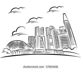 Vector illustration of Singapore Skyline.