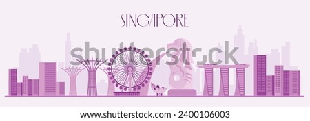 Vector illustration Singapore Skyline panorama editable template 