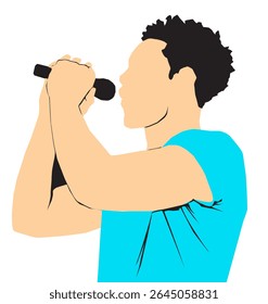 ilustração vetorial de um cantor com um microfone