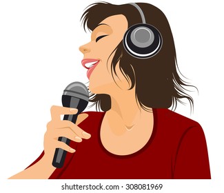 Vector illustration of a singer with microphone