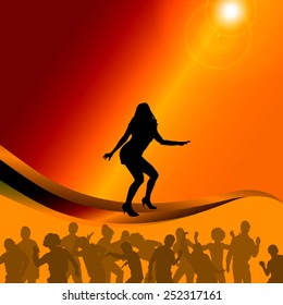 Vector illustration of the singer on stage.