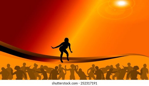 Vector illustration of the singer on stage.
