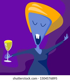 Vector illustration with singer and wine.