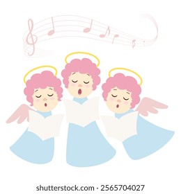 vector illustration of singing angels