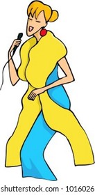Una ilustración vectorial de una chica rubia cantando.