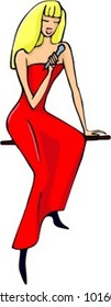 Una ilustración vectorial de una chica rubia cantando.