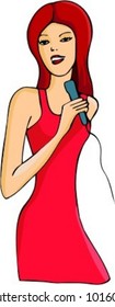 Una ilustración vectorial de una chica cantante.