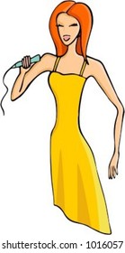 A vector illustration of singing girl.